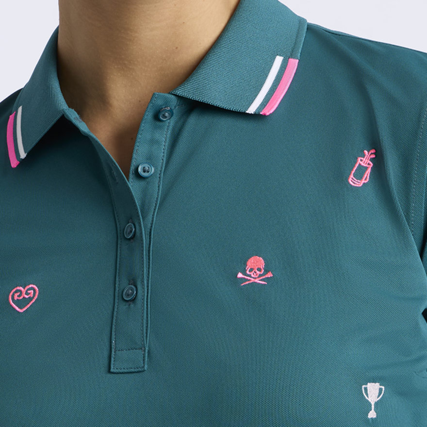 ICON EMBROIDERED TECH PIQUÉ LONG SLEEVE POLO - US 5886