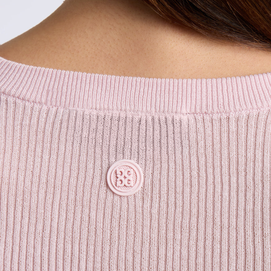 COTTON BLEND RIB KNIT FITTED TOP - US 4075