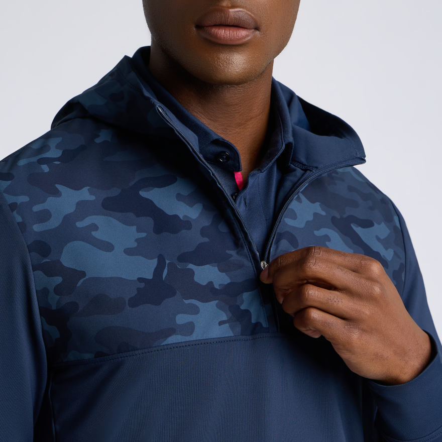 CAMO BRUSHED BACK TECH TERRY 1/4 ZIP HOODIE - US 4013