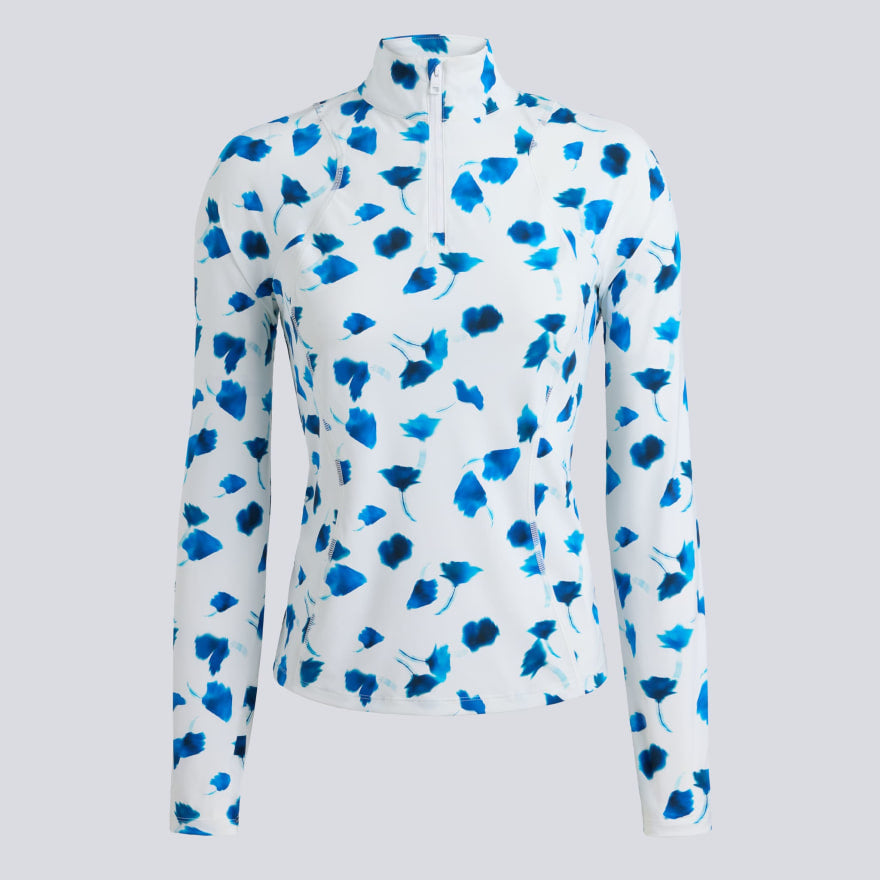 DROP FLORAL SILKY TECH NYLON 1/4 ZIP PULLOVER - US 7004