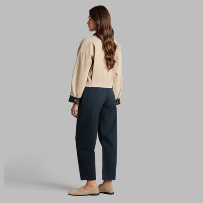 LTD RELEASE LEATHER COLLAR TRI-COTTON CROPPED JACKET - US 6850