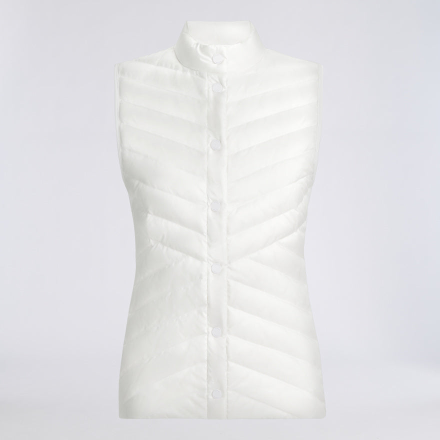 V-DOWN QUILTED STRETCH TECH INTERLOCK VEST - US 7842