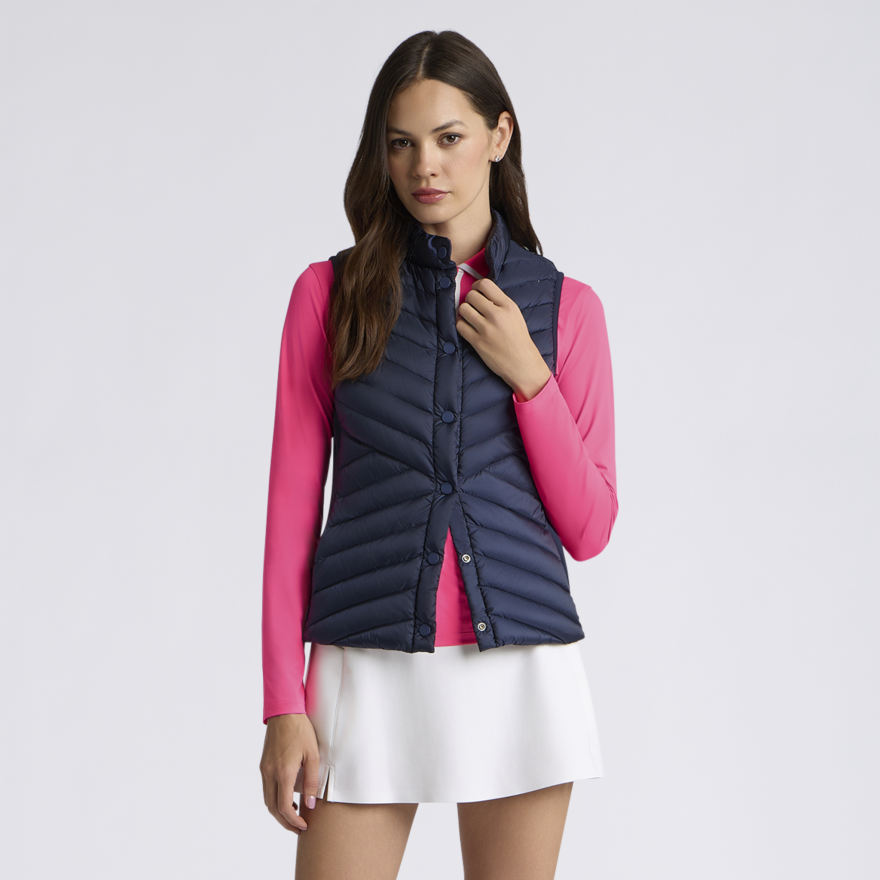 V-DOWN QUILTED STRETCH TECH INTERLOCK VEST - US 9799