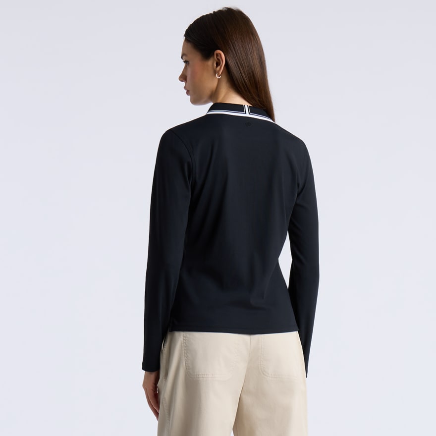 JOHNNY COLLAR NYLON RIB LONG SLEEVE POLO - US 0517