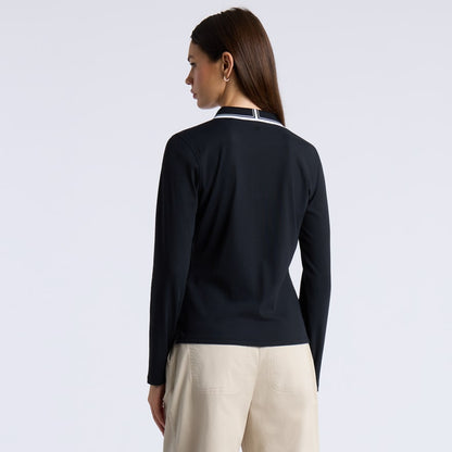 JOHNNY COLLAR NYLON RIB LONG SLEEVE POLO - US 0517