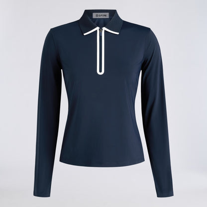 SILKY TECH NYLON LONG SLEEVE ZIP POLO - US 1021