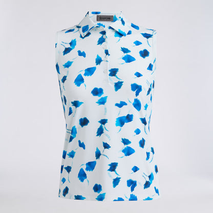 DROP FLORAL SILKY TECH NYLON SLEEVELESS POLO - US 0555