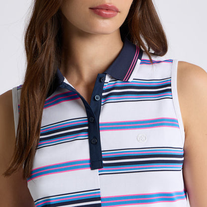 OFFSET STRIPE TECH PIQUÉ SLEEVELESS POLO - US 1377