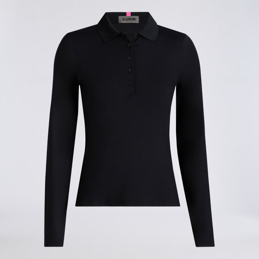 RIBBED TECH NYLON LONG SLEEVE POLO - US 3723