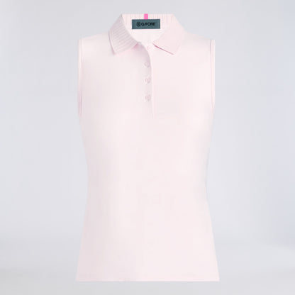 PLEATED COLLAR SILKY TECH NYLON SLEEVELESS POLO - US 2008