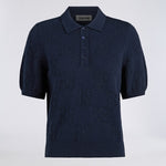 POINTELLE G COTTON SILK CASHMERE SWEATER POLO - US 6115