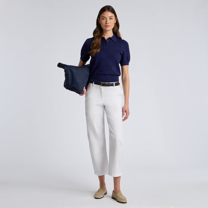 POINTELLE G COTTON SILK CASHMERE SWEATER POLO - US 6115