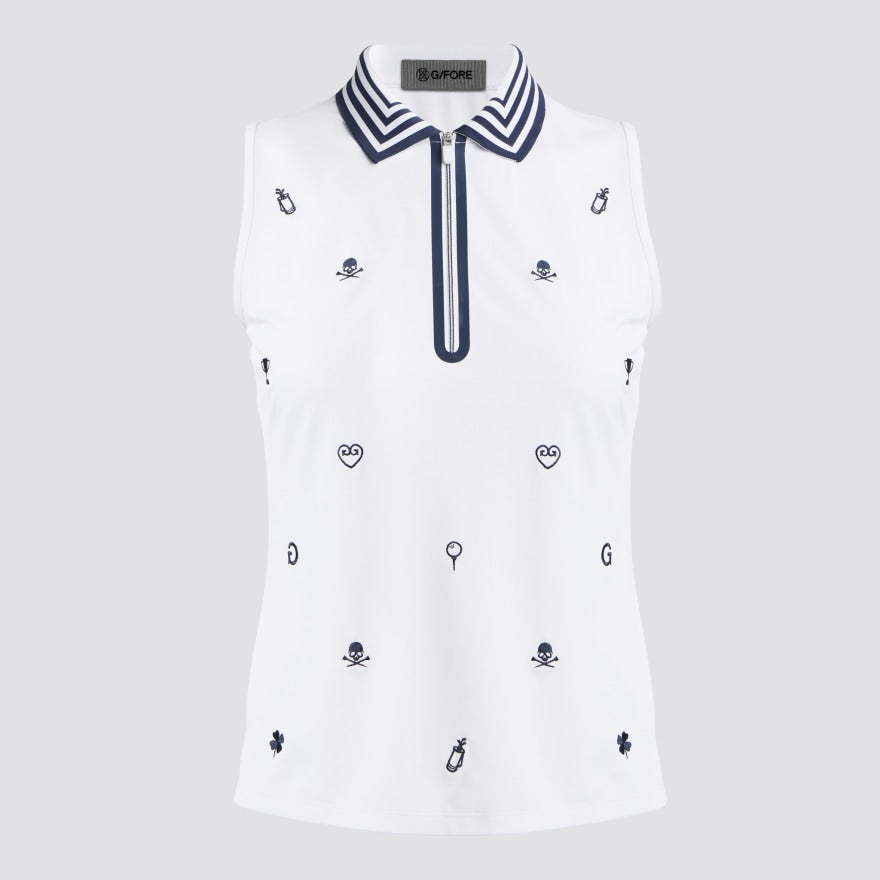 ICON EMBROIDERED 1/4 ZIP SLEEVELESS POLO - US 6560