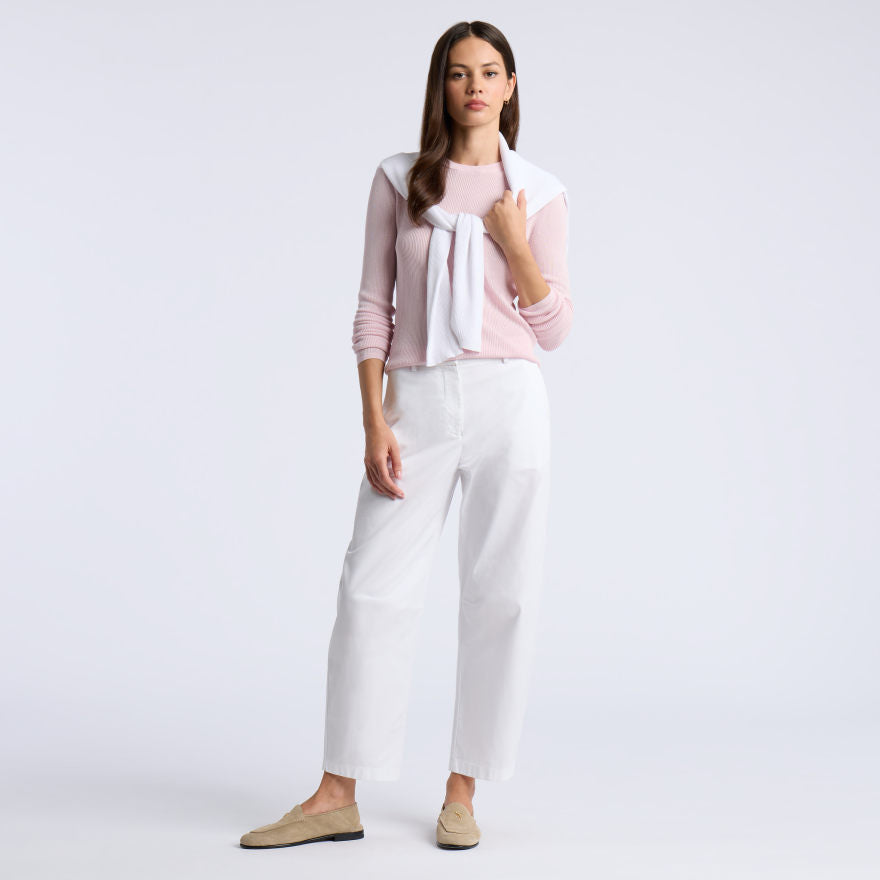 COTTON BLEND RIB KNIT FITTED TOP - US 4075