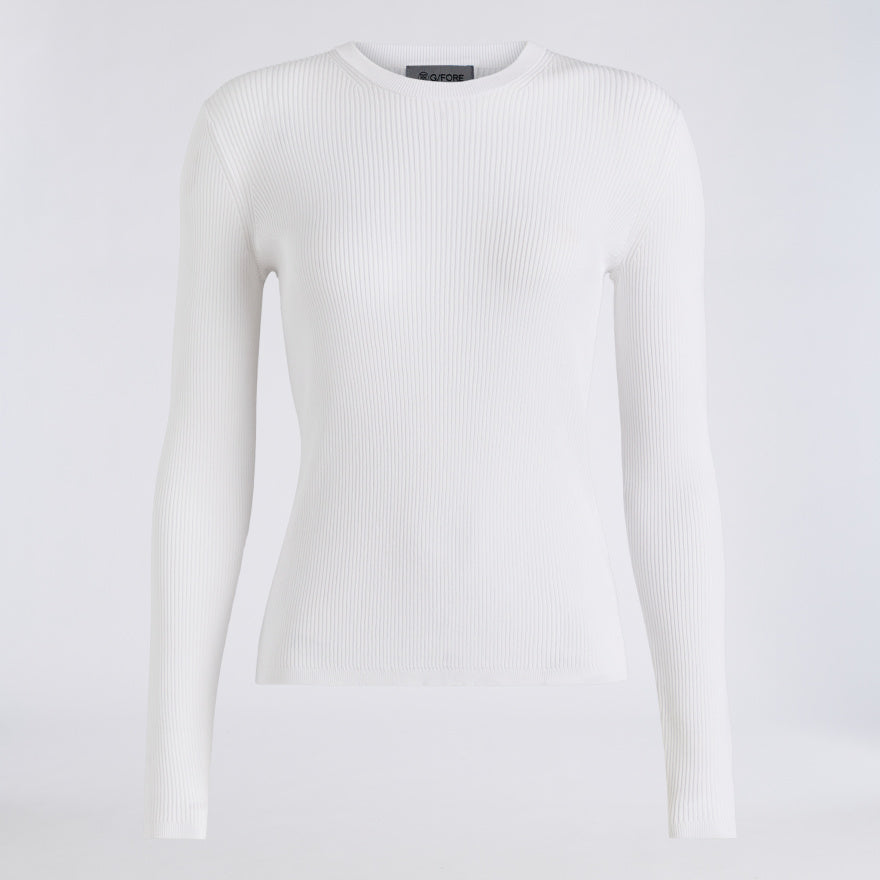 COTTON BLEND RIB KNIT FITTED TOP - US 4147