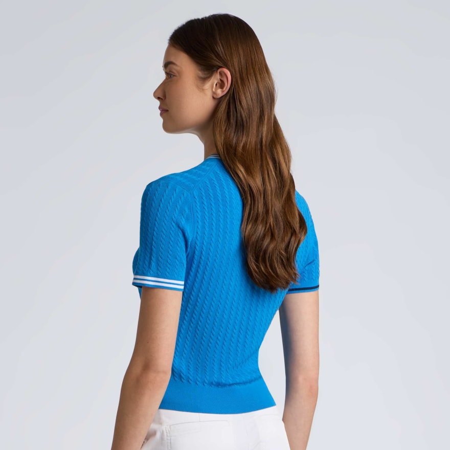 CABLE KNIT SHORT SLEEVE CREWNECK SWEATER - US 2498