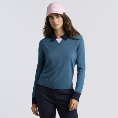 COLOUR BLOCK MERINO WOOL SWEATER POLO - US 7054