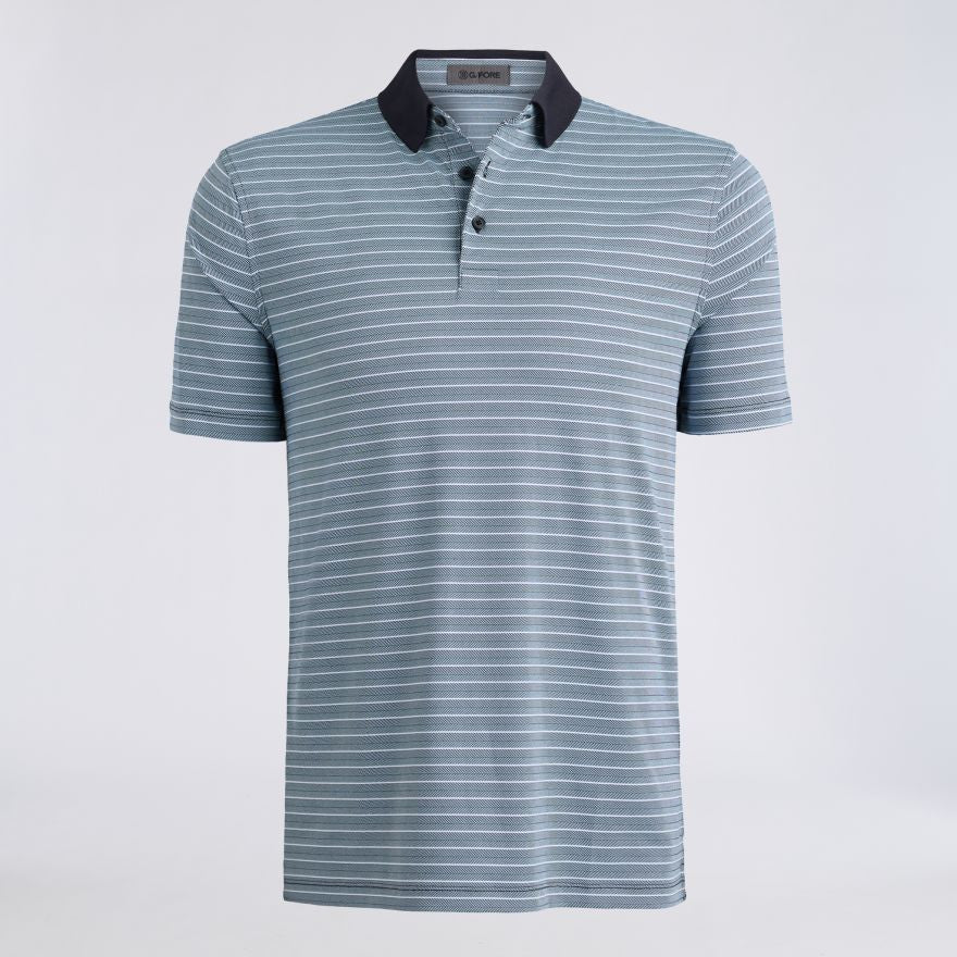 HERRINGBONE STRIPE TECH JERSEY POLO - US 7073