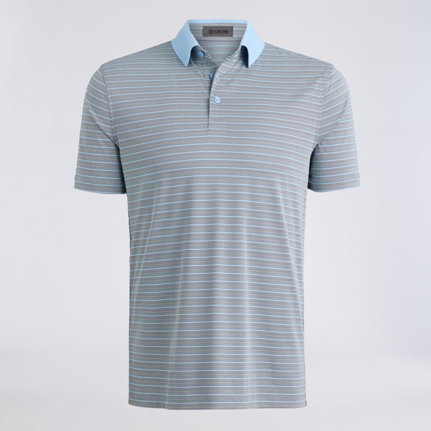 HERRINGBONE STRIPE TECH JERSEY POLO - US 6509