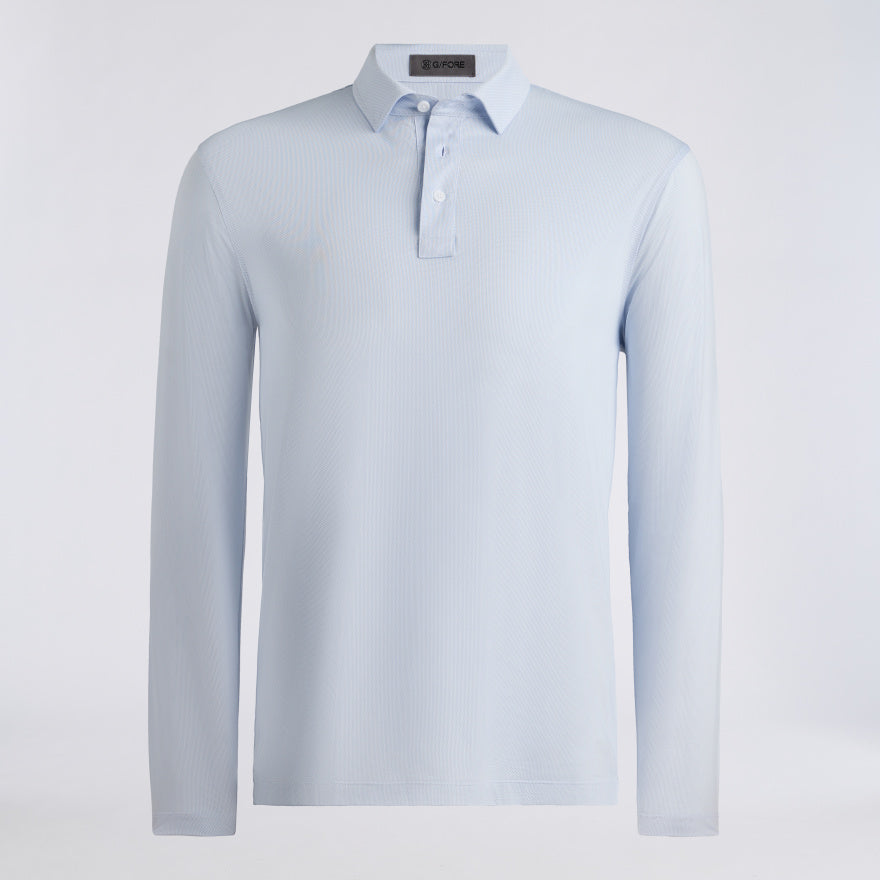 DELTA DOT JACQUARD LONG SLEEVE POLO - US 9266